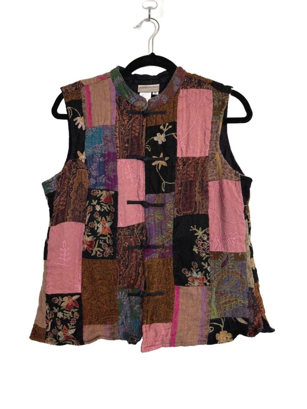 Vintage Bohemian Patchwork Wool Vest Embroidered